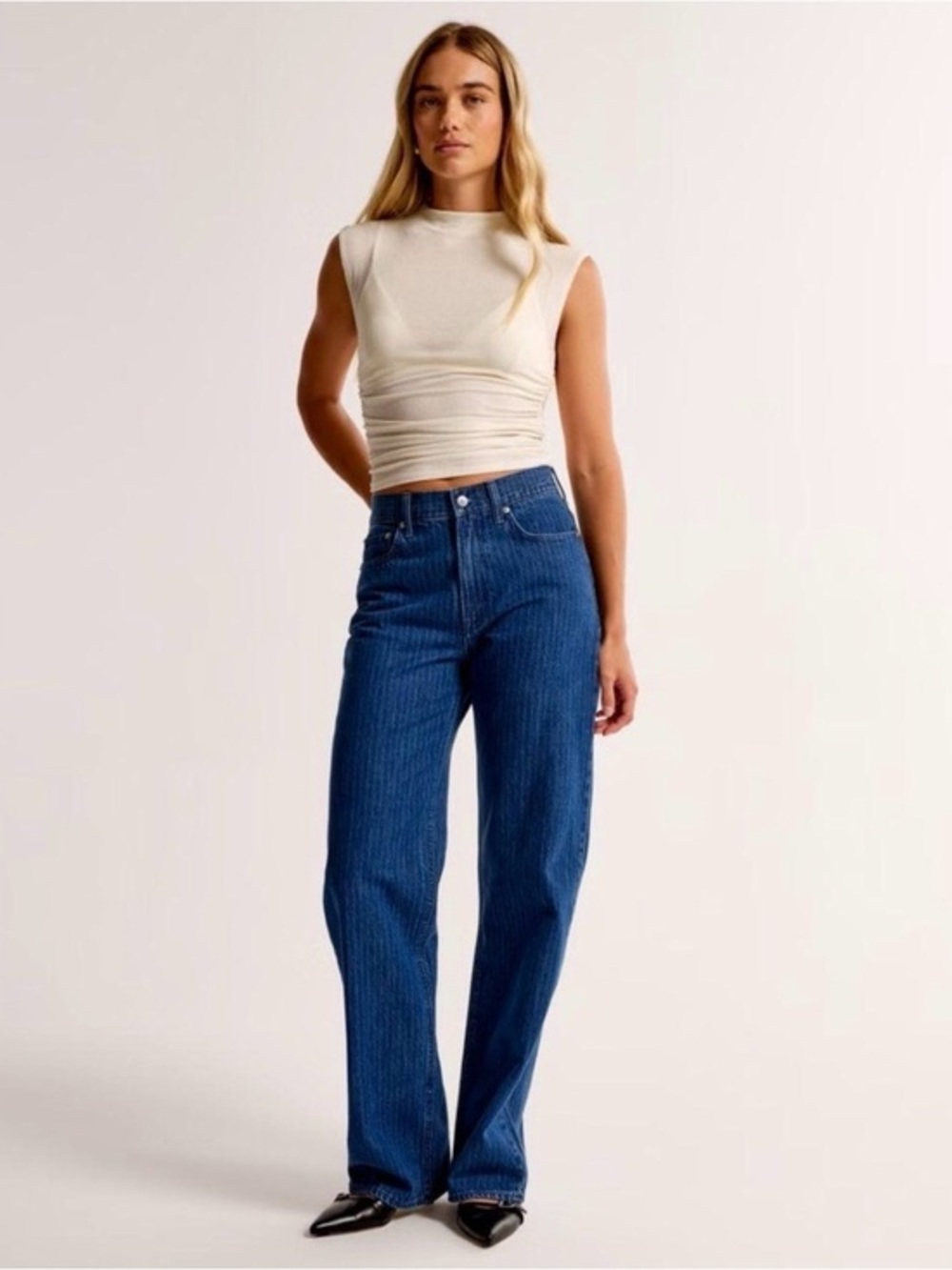Abercrombie & Fitch The Loose High Rise Pinstripe Jeans Sz 28/6